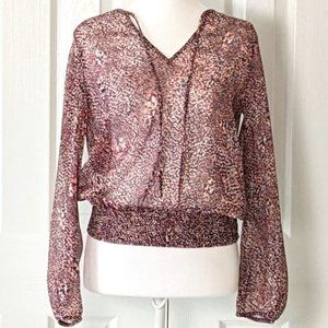 H&M Women's Sheer Long Sleeved Blouse Top Size 2  Multi-Color  NWOT